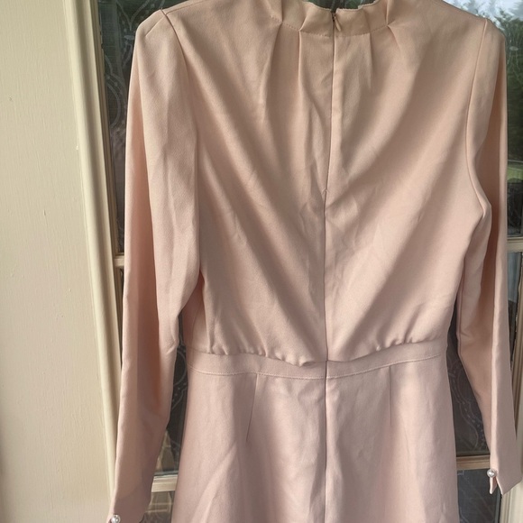 Chic Blush Long Sleeve Dress with Pearl Details - Picture 4 of 5